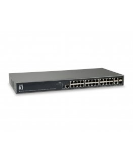LevelOne TURING 26-Port L3 Lite Managed Gigabit PoE Switch, 24 PoE Outputs, 370W, 2 x SFP/RJ45 Combo