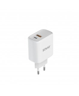Savio LA-06 USB Type A & C Quick Charge Power Delivery 3.0 Indoor Tabletti, Puhelin Valkoinen AC Pikalataus Sisätila