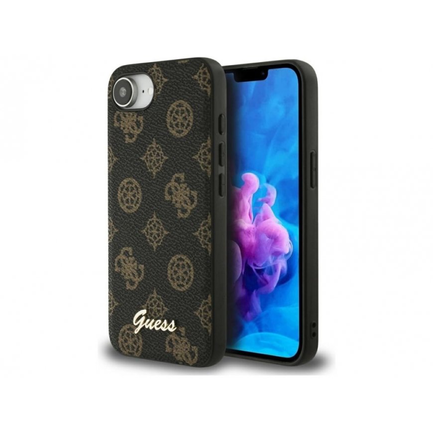 Case Guess Peony Script Logo MagSafe for iPhone 16e black