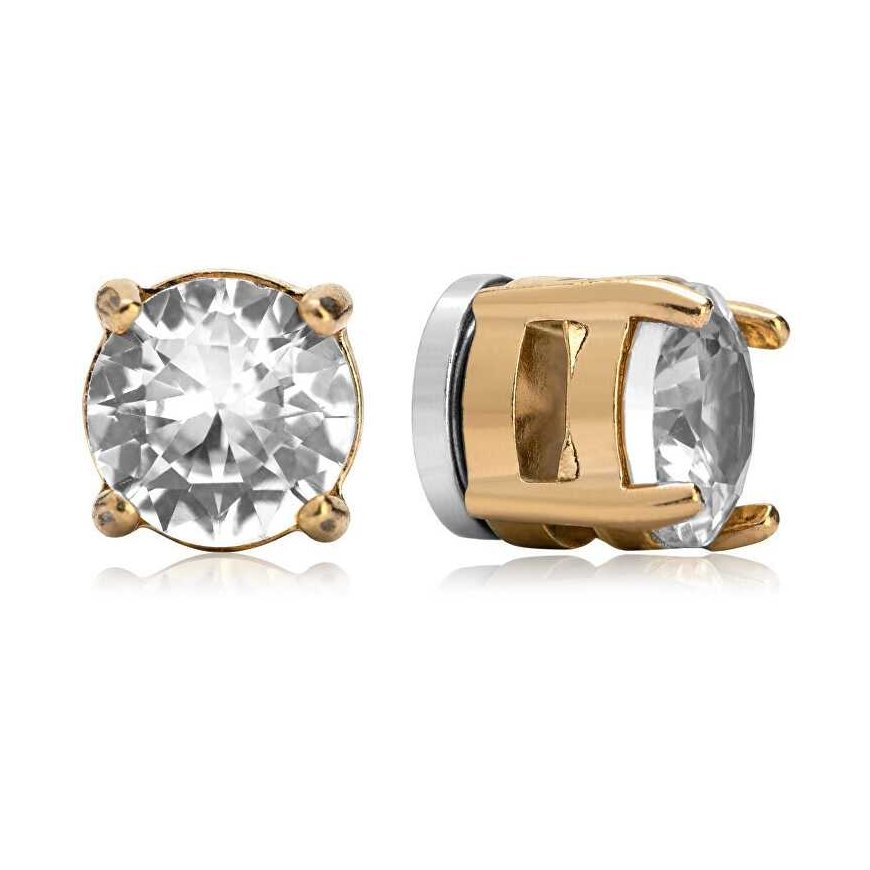 Troli Gold-plated earrings with magnet and clear crystals 2 in 1 (beads, mini brooch)