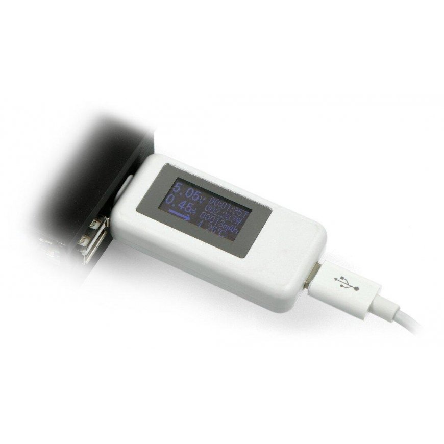 Oem USB tester Keweisi KWS-1802C current and voltage meter from USB C port - white – 2
