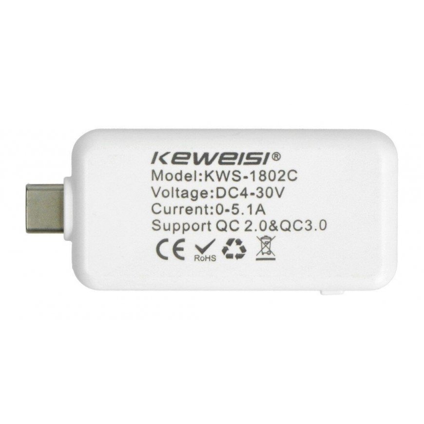 Oem USB tester Keweisi KWS-1802C current and voltage meter from USB C port - white – 4