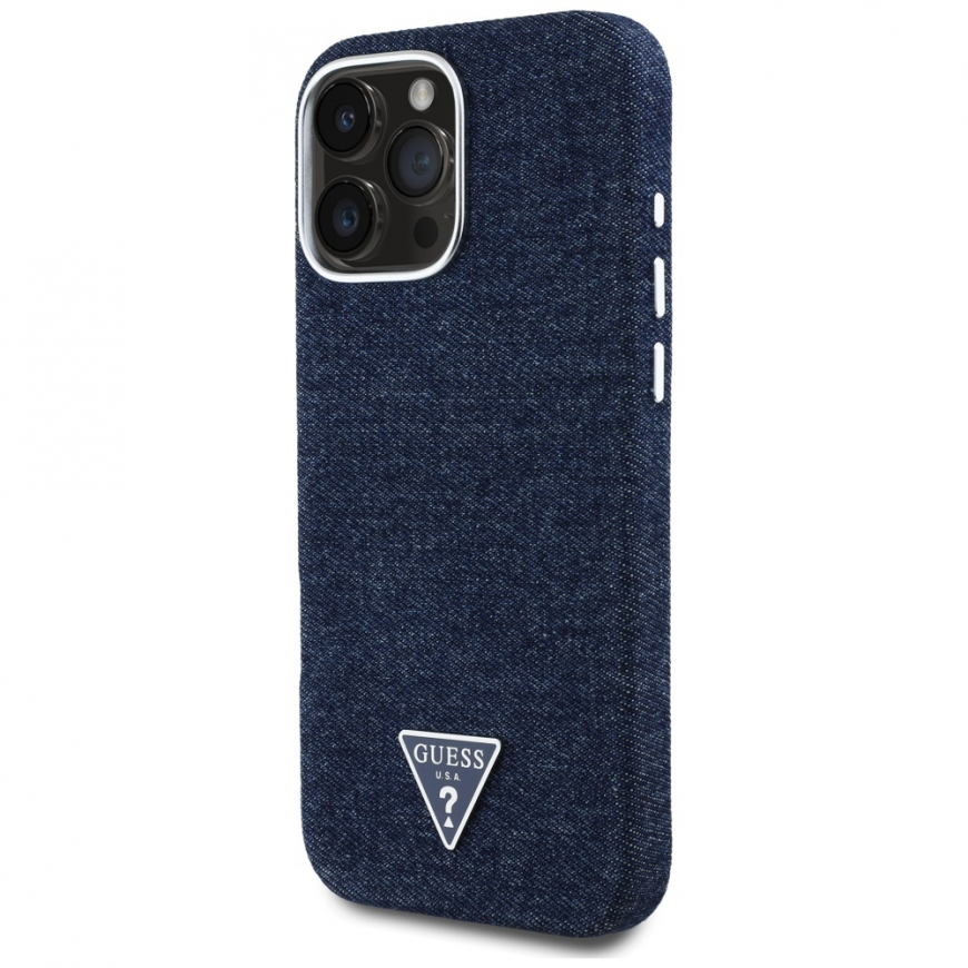 Guess Denim Triangle Logo MagSafe iPhone 16 Pro Case - Blue – 4