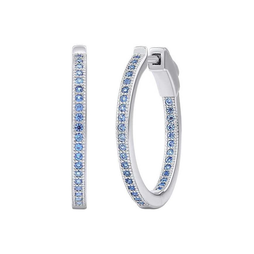 Silvego MILLA 22mm Silver Hoop Earrings with Blue Sapphire JJJE0106ELB