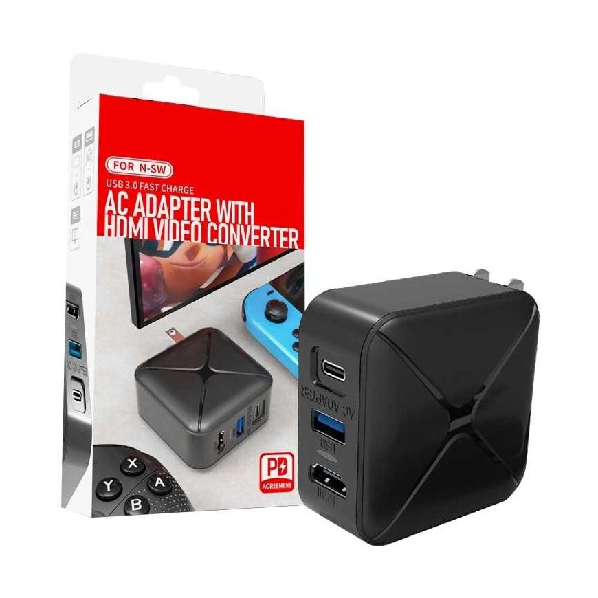 HONSON USB 3.0 -pikalataussovitin HDMI-portilla/EU-pistokkeella Switchille/Litelle/Oledille – 2