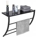 Black wall hanger with glass shelf, Tarderia, WENKO