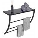 Black wall hanger with glass shelf, Tarderia, WENKO