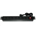 19" distribution panel XtendLan 8x230V, ČSN, switch, voltage indicator, cable 1.8m, height 1.5U 19" distribution panel XtendLan 8x230V, ČSN, switch, voltage indicator, cable 1.8m, height 1.5U