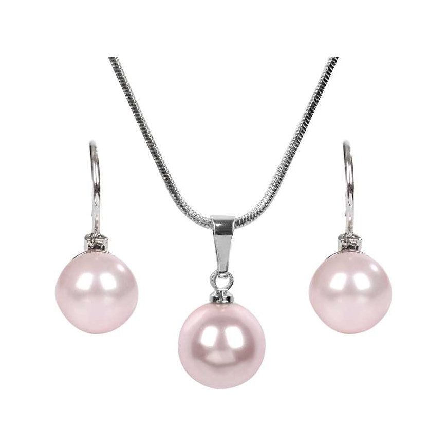 Levien Charming Pearl Rosaline Necklace and Earrings Set