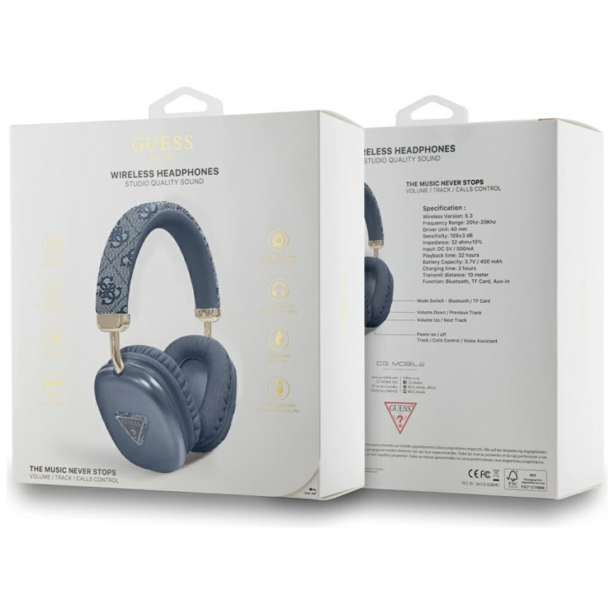 Headphones with headband Guess Bluetooth 4G Triangle Logo blue – 5