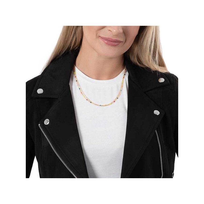 Troli Gold-plated double necklace with enamel beads – 2