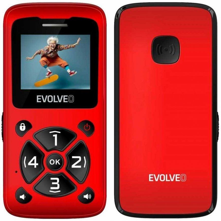 EVOLVEO Matkapuhelin senioreille EasyPhone ID, punainen