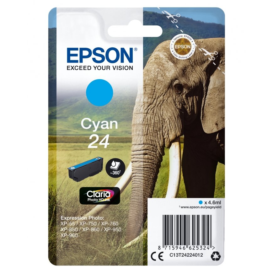 Epson Elephant C13T24224012 струйный картридж 1 шт Подлинный Стандартная Голубой