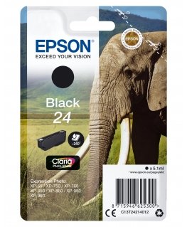 Epson Elephant Yksittäispakkaus, musta 24 Claria Photo HD -muste
