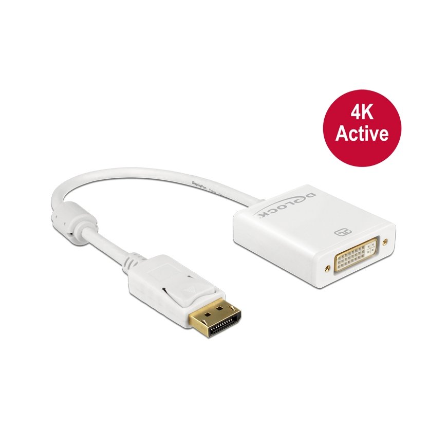 DeLOCK 62600 video kabeļu aksesuārs 0,2 m DisplayPort DVI-I Balts – 2