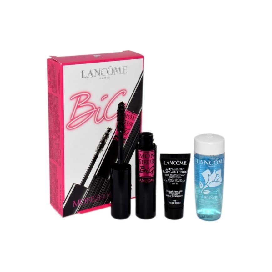LANCOME SET (MASCARA MONSIEUR BIG + BI-FACIL 30ML + EFFACERNES LONGUE TENUE CONCEALER SPF30)