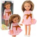 Lean Toys Lėlė su rausva suknele ir kaspinu, ilgi rudi plaukai Lean Toys Lėlė su rausva suknele ir kaspinu, ilgi rudi plaukai