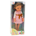 Lean Toys Lėlė su rausva suknele ir kaspinu, ilgi rudi plaukai Lean Toys Lėlė su rausva suknele ir kaspinu, ilgi rudi plaukai