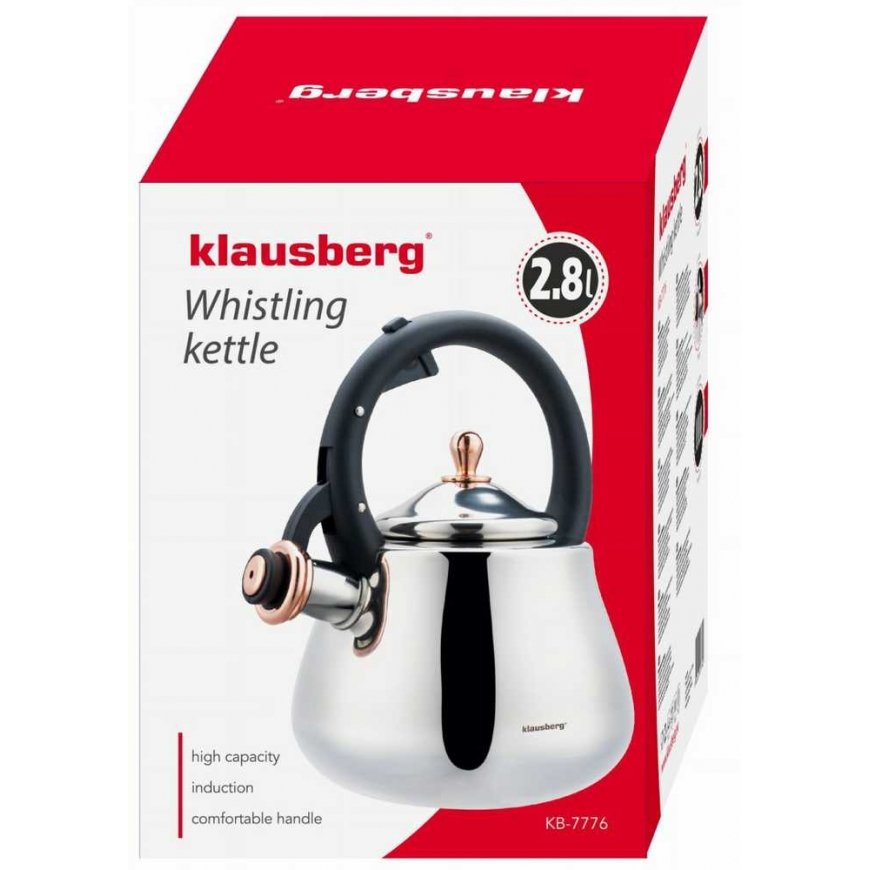 Kettle STALOWY NA GAZ 2.8L INDUCTION TRADYCYJNY KLAUSBERG KB-7776 Silver BŁYSZCZĄCY – 5