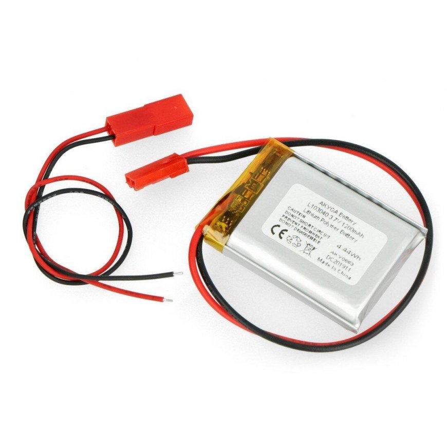 Akyga 1200mAh 1S 3.7V Li-Pol akumuliatorius - 40x30x10mm – 2