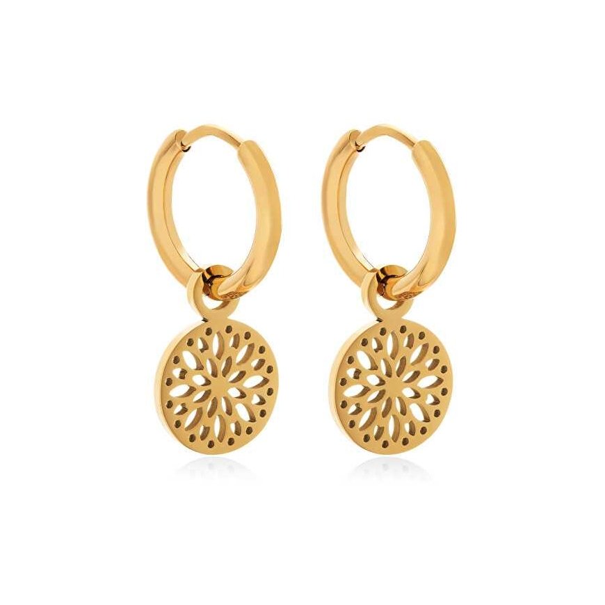 Troli Decent gold plated hoop earrings 2 in 1 VABRAE019G