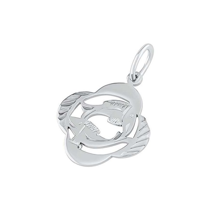 Silver pendant zodiac sign Pisces - four-leaf clover SILVEGOB10281S03 – 2