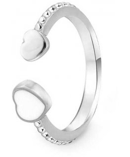 Beneto Delicate open silver ring with hearts AGG472