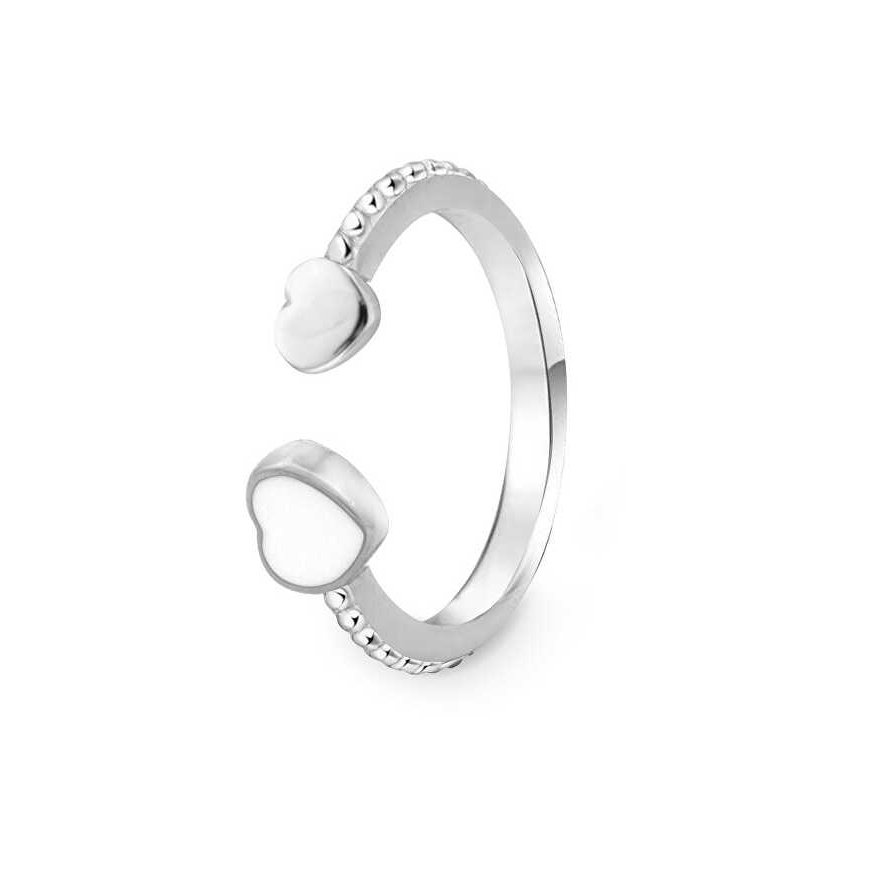 Beneto Delicate open silver ring with hearts AGG472