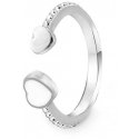 Beneto Delicate open silver ring with hearts AGG472