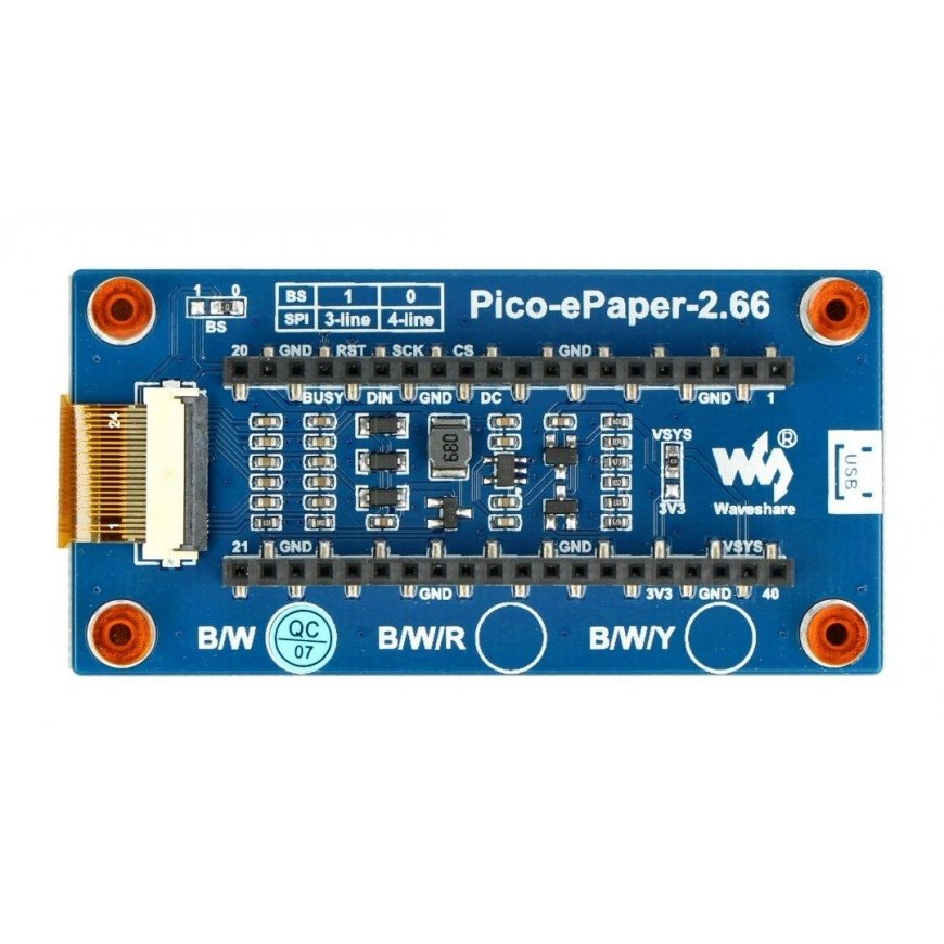 E-Paper E-Ink -näyttö 2,66'' 296x152px - SPI - 2 väriä - Raspberry Pi Pico - Waveshare 20052 – 2