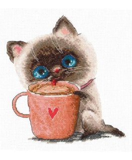 Beldizart Cross Stitch Kit "Coffee Lovers. Cat" SANK-64