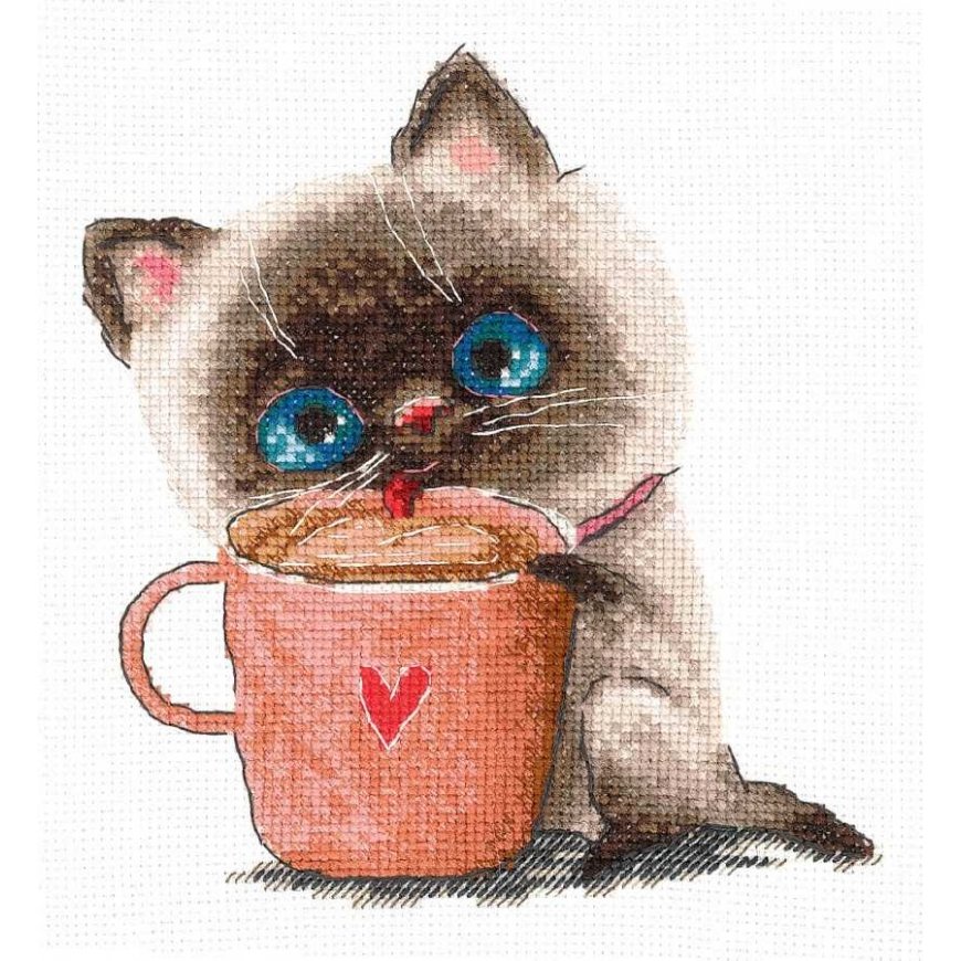 Beldizart Cross Stitch Kit "Coffee Lovers. Cat" SANK-64