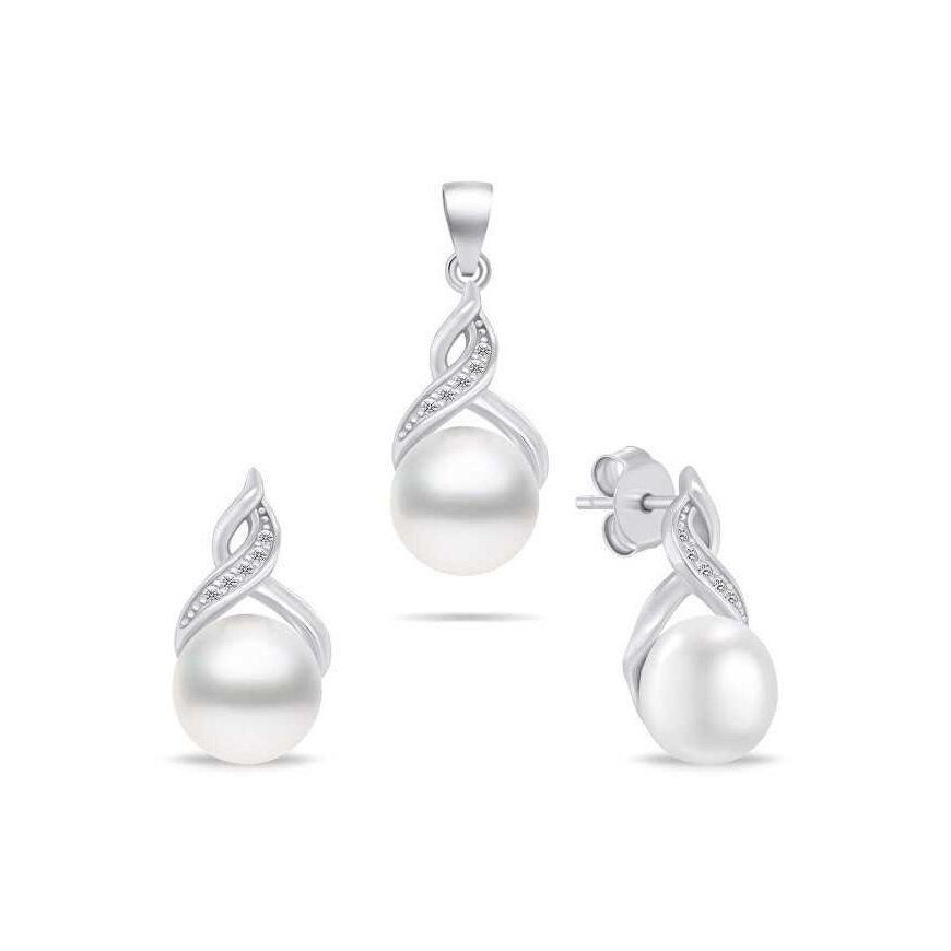 Brilio Silver Charming silver pearl jewelry set SET276W (earrings, pendant) – 4