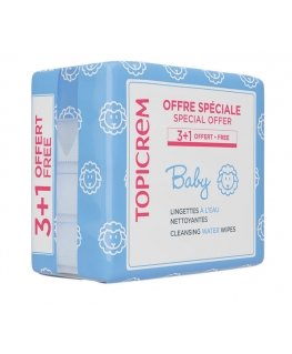 Topicrem BABY water-based cleansing wipes, pack of 4 x 60 units