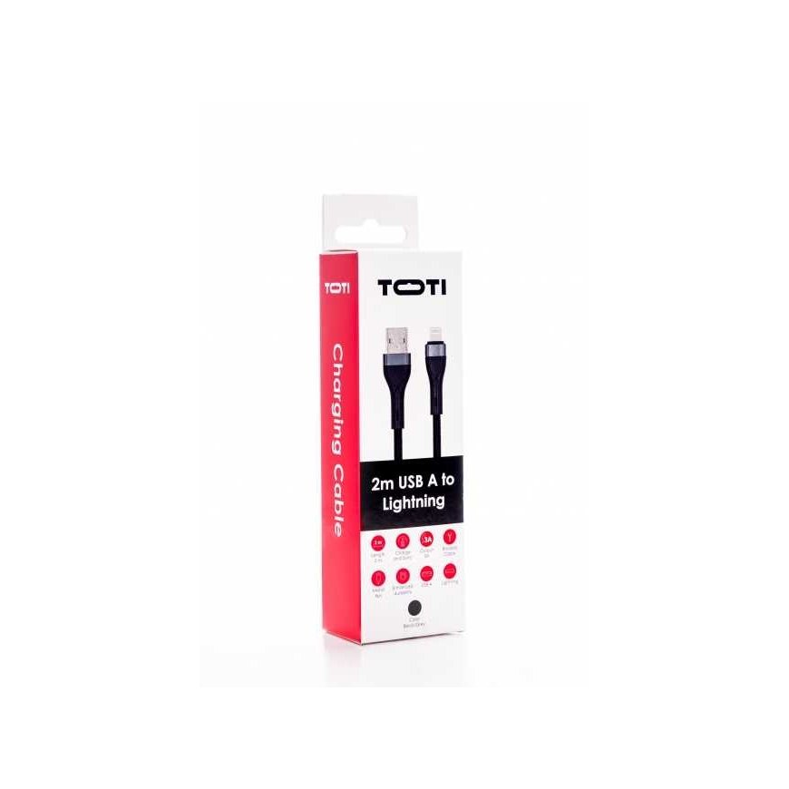 SEEK TOTI USB A to Lightning, 2m Braided Cable 2A (non-MFI), Black – 2