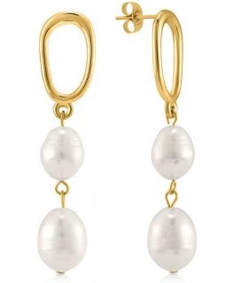 Troli Beautiful gold-plated earrings with pearls VAAJDE201462G