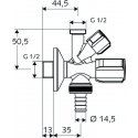 Kampinis ventilis Schell, 1/2" x 1/2" x 3/4" , kombinuotas Kampinis ventilis Schell, 1/2" x 1/2" x 3/4" , kombinuotas