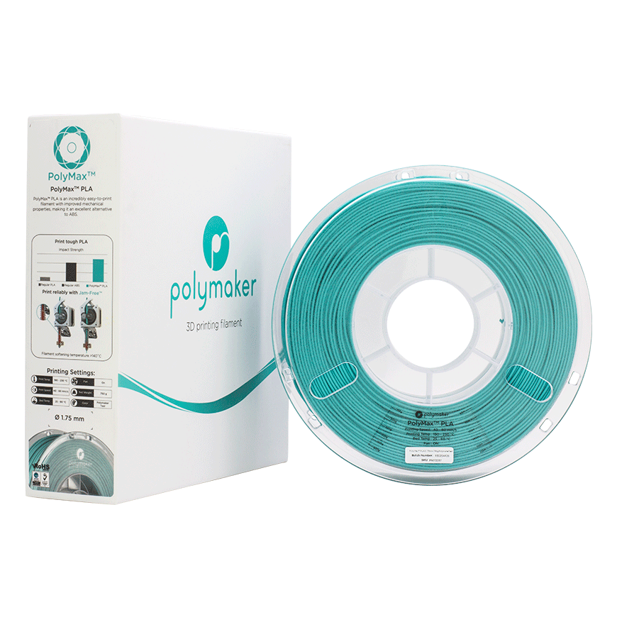 Polymaker PolyMax Tough PLA - 0,75 kg - 1,75 mm - Sinivihreä – 3