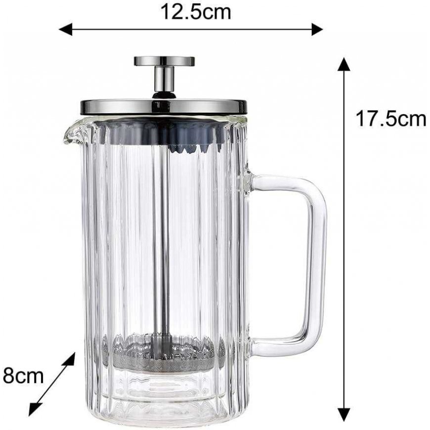 ZAPARZACZ DO KAWY HERBATY SZKLANY 350ML FRENCH PRESS KLAUSBERG KB-7756 Silver – 3