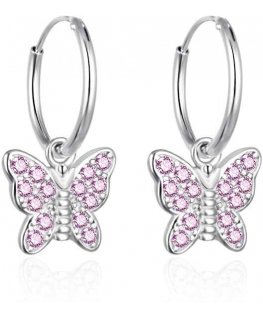Agato Sidabriniai mergaičių auskarai 2 in 1 Butterfly AGT-ED011KP