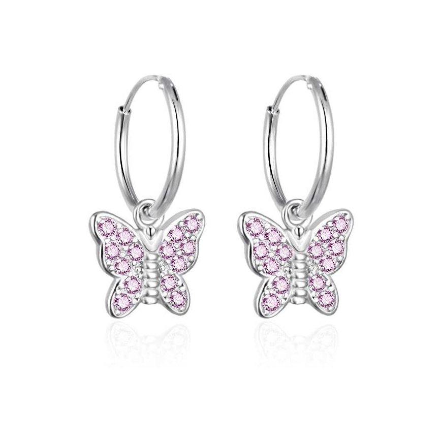 Agato Sidabriniai mergaičių auskarai 2 in 1 Butterfly AGT-ED011KP
