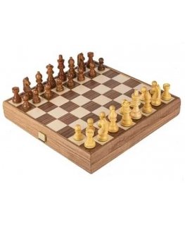 Manopoulos Staunton Walnut Wooden Chess Set with 27cm Inlaid Board