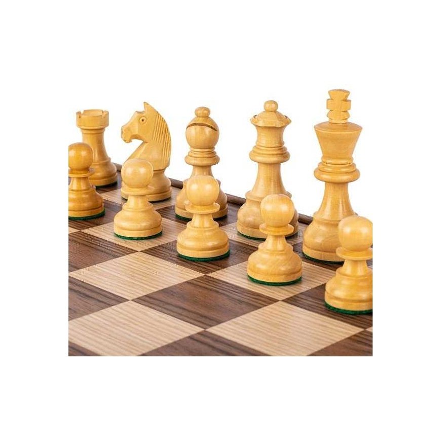 Manopoulos Staunton Walnut Wooden Chess Set with 27cm Inlaid Board – 4