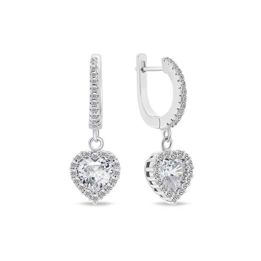 Brilio Silver Brilio Silver Dangling silver earrings with heart zircons EA734W