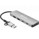 Sandberg USB-C/A to 2xUSB-A+2xUSB-C Hub USB 3.2 Gen 1 (3.1 Gen 1) Type-A + Type-C 5000 Mbit/s Alumii Sandberg USB-C/A to 2xUSB-A+2xUSB-C Hub USB 3.2 Gen 1 (3.1 Gen 1) Type-A + Type-C 5000 Mbit/s Alumii