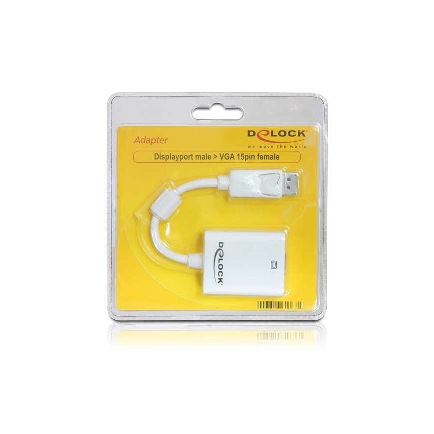 DeLOCK 61766 video cable adapter 0.125 m VGA (D-Sub) DisplayPort White – 2