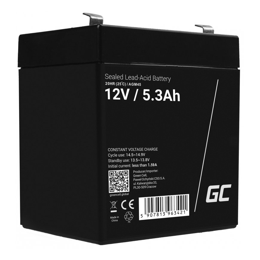 Green Cell AGM45 UPS-aku Suletud pliiaku (VRLA) 12 V 5,3 Ah