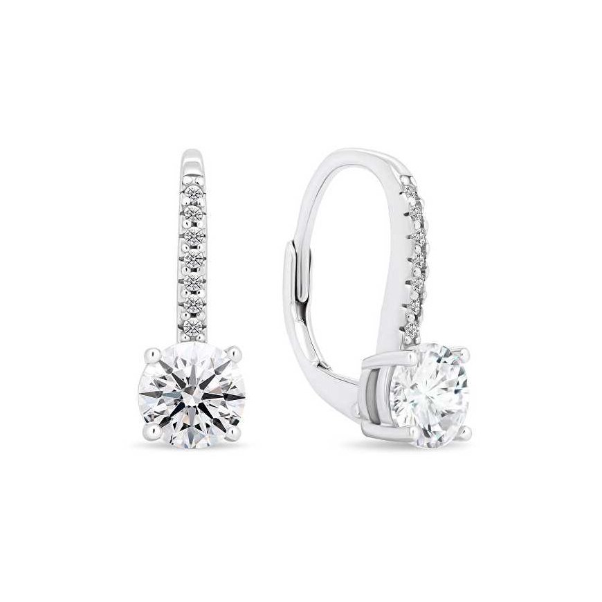 Brilio Silver Shiny silver earrings with clear zircons EA415W