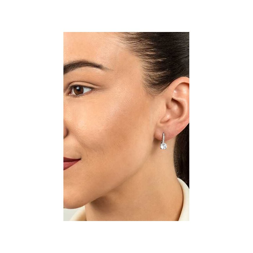 Brilio Silver Shiny silver earrings with clear zircons EA415W – 2
