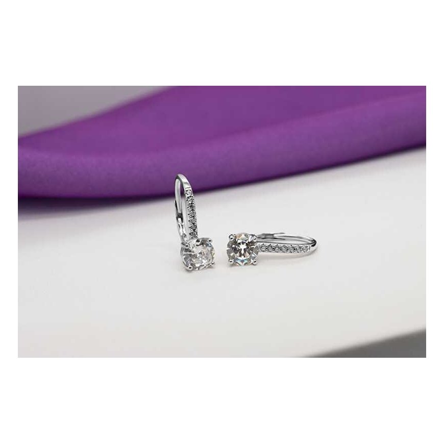 Brilio Silver Shiny silver earrings with clear zircons EA415W – 5